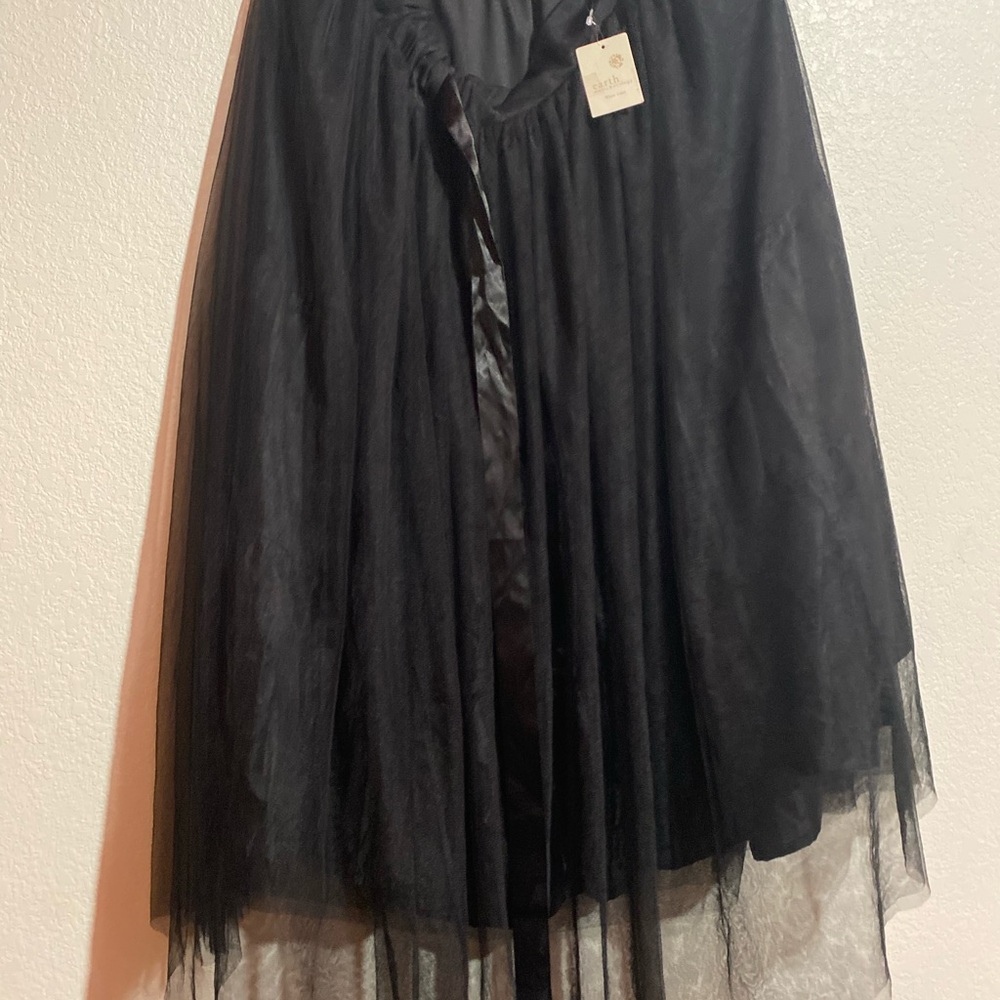 Black Tulle Midi Skirt